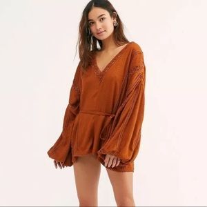 Free People I Mean It Rober Romper Brown New